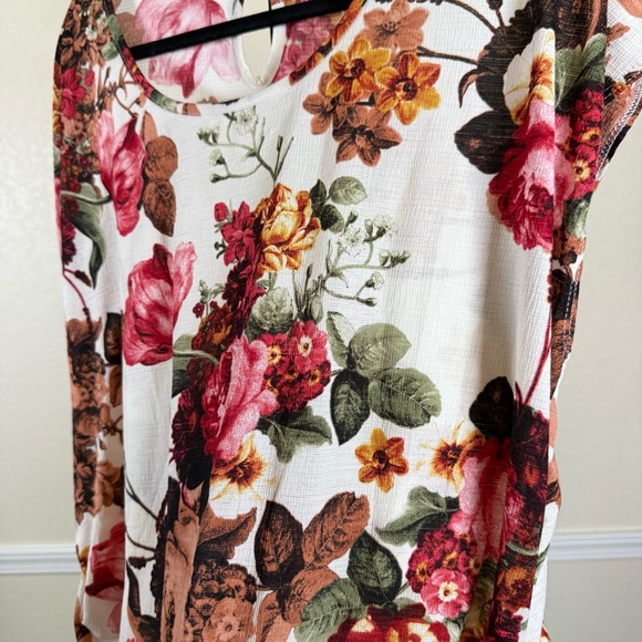 Vintage Rose Plus Size Blouse 3X Pink Red Flowers Soft Stretchy Cottagecore Chic - Picture 5 of 11